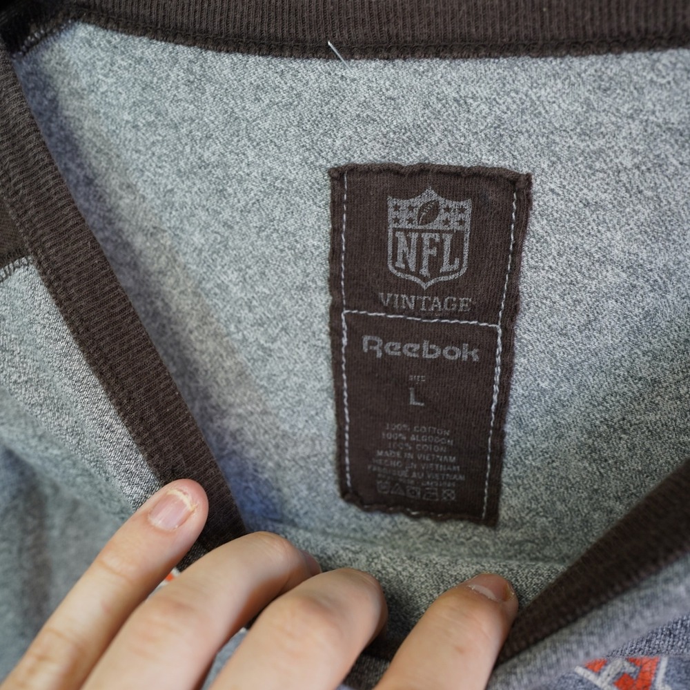 NFL Vintage Reebok Cleveland Browns Brownie Elf Raglan Long Sleeve Shirt L Grey - Picture 3 of 6